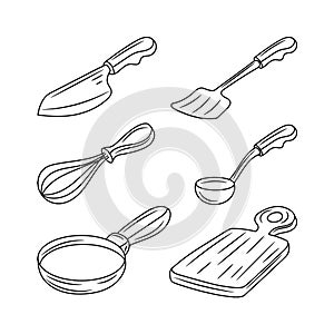 Simple kitchen appliances vector illustration, linear style pictogram Icon