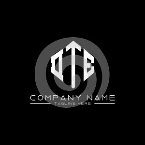 DTE letter logo design with polygon shape. DTE polygon and cube shape logo design. DTE hexagon vector logo template white and