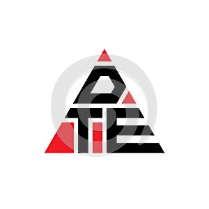 DTE triangle letter logo design with triangle shape. DTE triangle logo design monogram. DTE triangle vector logo template with red