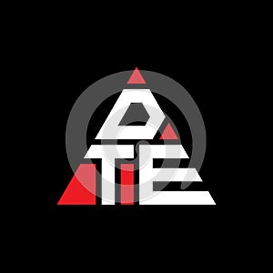 DTE triangle letter logo design with triangle shape. DTE triangle logo design monogram. DTE triangle vector logo template with red
