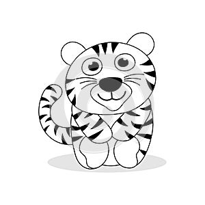 Baby tiger with Hand drawn vector illustration photo