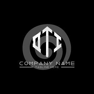 DTI letter logo design with polygon shape. DTI polygon and cube shape logo design. DTI hexagon vector logo template white and