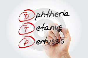DTP - Diphtheria Tetanus Pertussis acronym with marker, concept background