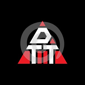 DTT triangle letter logo design with triangle shape. DTT triangle logo design monogram. DTT triangle vector logo template with red photo