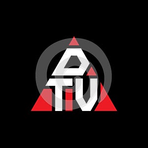 DTV triangle letter logo design with triangle shape. DTV triangle logo design monogram. DTV triangle vector logo template with red