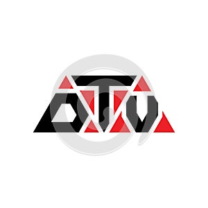 DTV triangle letter logo design with triangle shape. DTV triangle logo design monogram. DTV triangle vector logo template with red