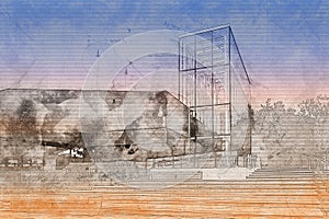 Du Boise Public Library design Architecture Sketch