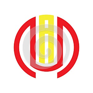 DUAD circle monogram logo design with a minimalist, abstract, and modern style