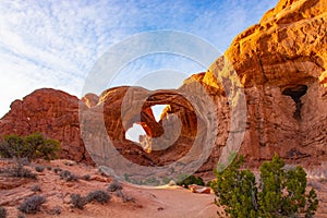 Dual Arches at Arches National Park, Moab, Utah, USA