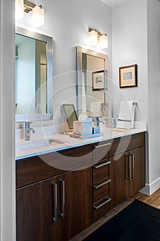 Dual Bathroom Vanity and Mirrors