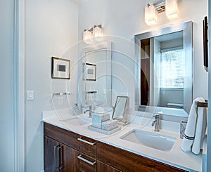 Dual Bathroom Vanity and Mirrors photo