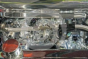 Dual carburetor of a V8 engine photo