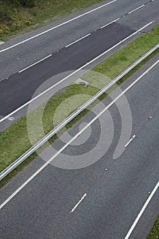 Dual carriageway two lane blacktop road