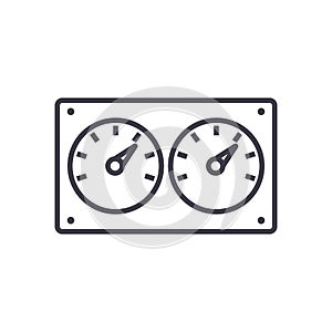Dual control meter vector line icon, sign, illustration on background, editable strokes