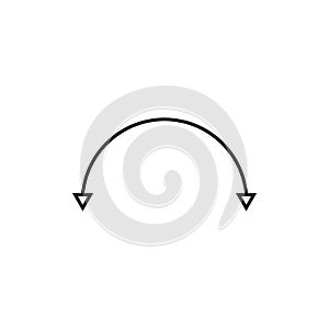 Dual double ended semi circle arrow. Semicircular curved thin long two sided arrow. photo