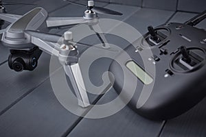 Dual frequency radio control equipment and four-engine drone with high resolution camera