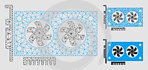 Dual GPU Videocard Vector Mesh Wire Frame Model and Triangle Mosaic Icon