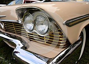 Dual headlights on a classic car