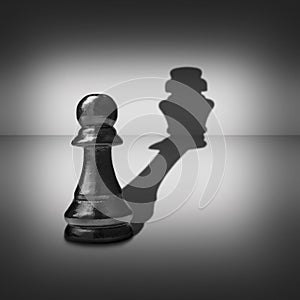 Dual identity with a pawn casting a king shadow