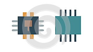 Dual Microchips for Parallel Processing Technology, vector design Generative AI