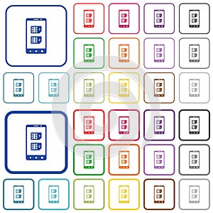 Dual SIM mobile outlined flat color icons