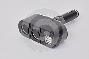 Dual socket car lighter charger with two usb ports photo