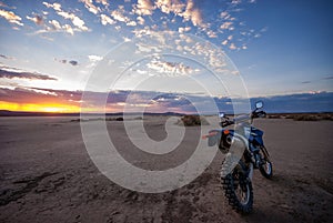 Dual Sport dirt bike on El-mirage dry lake