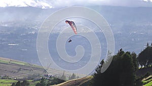 Dual Or Tandem Paragliding Against Powerful Sunlight