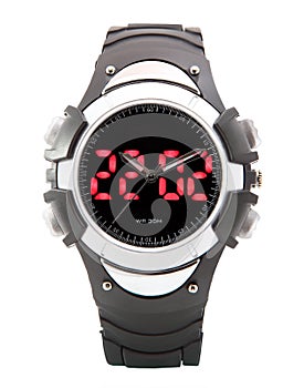 Dual Time Scrolling Display Digital LED Sport Watch black Diver.