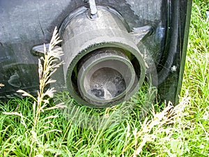 Dual walled HDPE manhole pipe connection point.