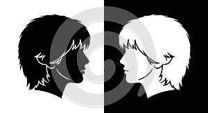 Duality of Human Profiles Vector Illustration