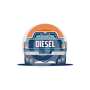 Dually truck diesel rear view vector isolated EPS