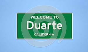 Duarte, California city limit sign. Town sign from the USA. photo