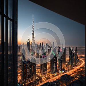 Dubai - amazing city center skyline with luxury skyscrapers, United Arab Emirates made with Generative AI