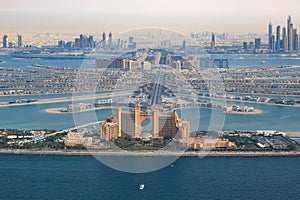 Dubai Atlantis Hotel The Palm Jumeirah Island aerial view photography