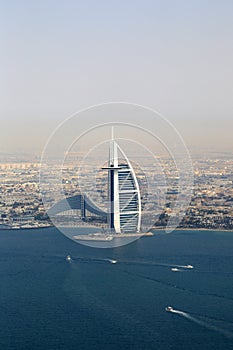 Dubai Burj Al Arab Hotel aerial view photography