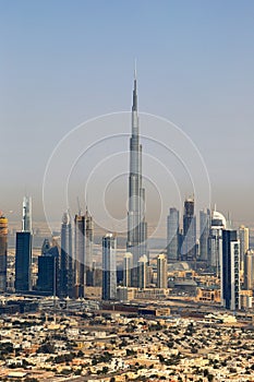 Dubai Burj Khalifa building Downtown aerial view photography