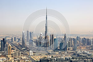 Dubai Burj Khalifa Downtown aerial view photography