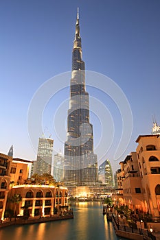 Dubai Burj Khalifa Downtown skyscraper night twilight blue hour