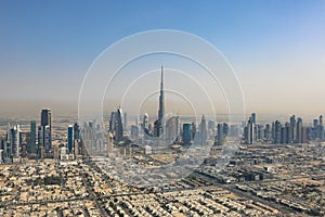 Dubai Burj Khalifa skyscraper aerial view photography