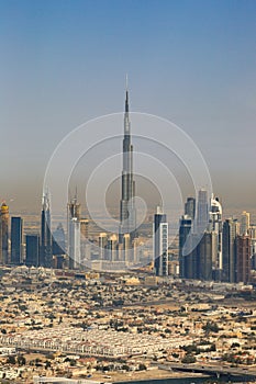 Dubai Burj Khalifa vertical aerial view photography