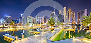 Dubai Business Bay skyline at night