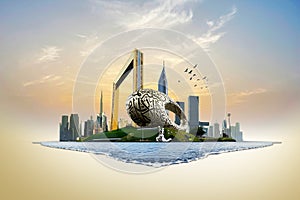 Dubai city 3d concept background.