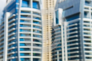 Dubai city - amazing city center skyline at suny day, United Arab Emirates blurred mockup