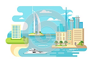 Dubai City Beach Skyline