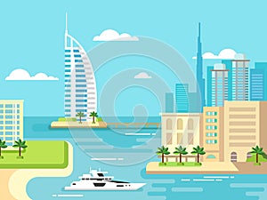 Dubai City Beach Skyline