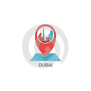 Dubai city cool skyline vector logo illustration