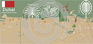 Dubai city map.