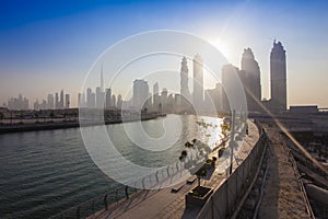 Dubai city skyline in the morning