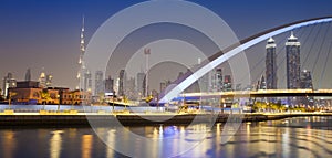 Dubai city skyline at night.